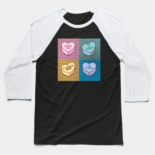 Pop Art love in any language Candy Hearts Baseball T-Shirt